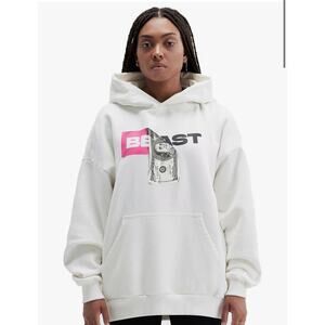 Beast by MrBeast Hoodie Mens 2XL White Money Graphic Pullover Limited Edition